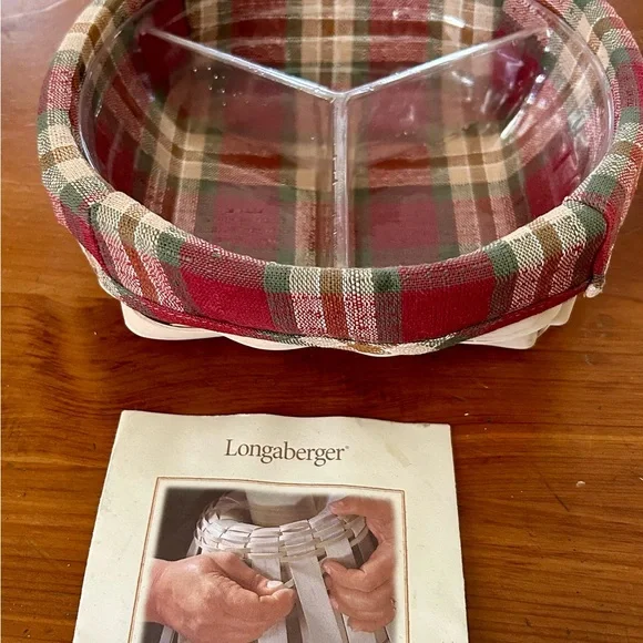 Longaberger Red and Green Plaid Divided Basket - Picture 3 of 6